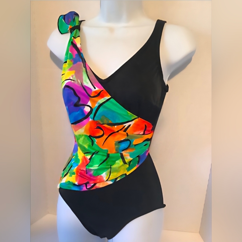 Vintage Roxanne 1980's 1990's Union Made Tropical One-Piece Swimsuit